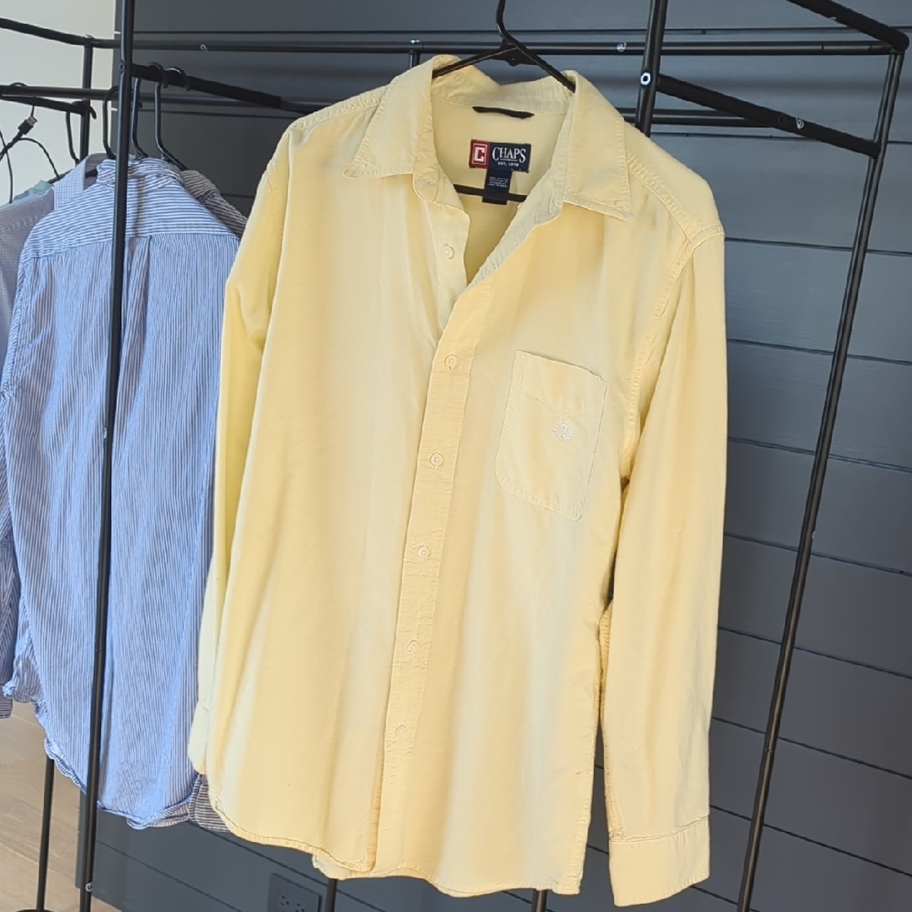 Chaps Men's Yellow Casual Button Down Shirt